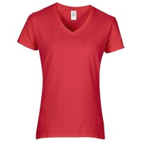 GILDAN Premium Cotton® Ladies` V-Neck T-Shirt - Red -...