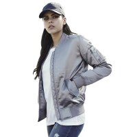 URBAN CLASSICS "Ladies Satin Bomber Jacket" silver
