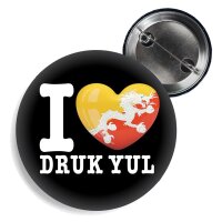 Button - I LOVE BHUTAN / Druk Yul -