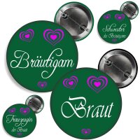 Button -- XXX der Braut / des Bräutigams -- grün
