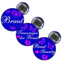 Button - Braut Security / Braut / Trauzeugin - blau