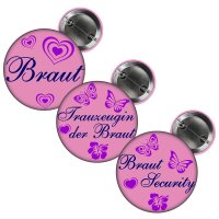 Button - Braut Security / Braut / Trauzeugin - rosa
