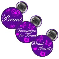 Button - Braut Security / Braut / Trauzeugin - lila
