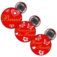 Button - Braut Security / Braut / Trauzeugin - rot