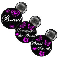 Button - Braut Security / Braut / Trauzeugin - schwarz