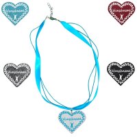 Organza Halskette - hellblau - Herz mit Wunschaufdruck