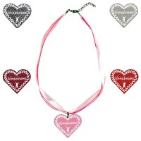Organza Halskette - rosa - Herz mit Wunschaufdruck