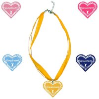 Organza Halskette - gelb - Herz mit Wunschaufdruck