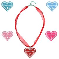 Organza Halskette - rot - Herz mit Wunschaufdruck