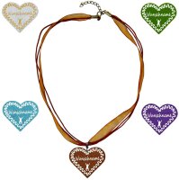 Organza Halskette - bronze - Herz mit Wunschaufdruck