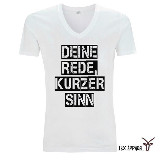 IBX Apparel Mens V-Neck Shirt "Deine Rede, kurzer Sinn"