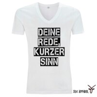 IBX Apparel Mens V-Neck Shirt "Deine Rede, kurzer...