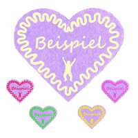 Ansteck-Herz mit Wunschaufdruck - violett