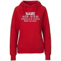 Damen-Hoodie - DSCHUNGELCAMP - rot - Druck VORNE - Gr. L