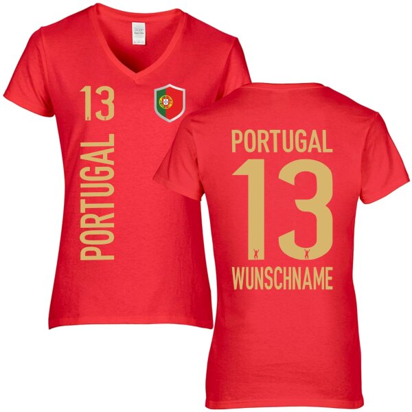 FanShirts4u Damen Fan-Shirt - PORTUGAL - L