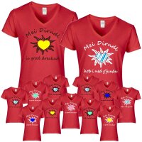 T-Shirt - MEI DIRNDL...- Edelweiß / rot