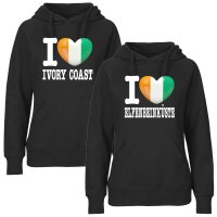 Damen Hoodie - I LOVE ELFENBEINKÜSTE