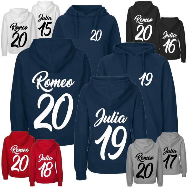 Partner-Hoodies ROMEO & JULIA mit Wunschdatum