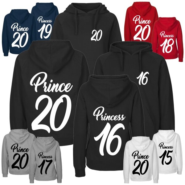 Partner-Hoodies PRINCE & PRINCESS mit Wunschdatum