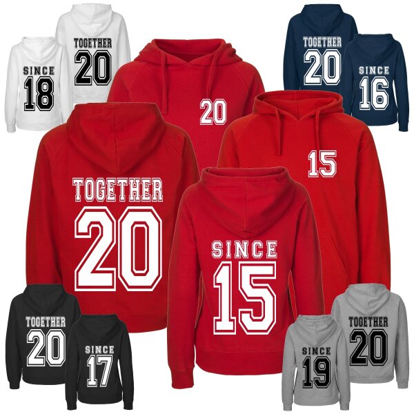 Partner-Hoodies TOGETHER SINCE mit Wunschdatum