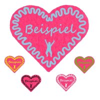 Ansteck-Herz mit Wunschaufdruck - fuchsia