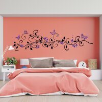 Wandtattoo - BLUMENRANKE mit SCHMETTERLINGEN