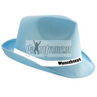 Trilby "Mafia" mit Wunschaufdruck (hellblau)