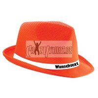 Trilby "Mafia" mit Wunschaufdruck (orange)