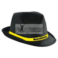 Trilby "Mafia" mit Wunschaufdruck (schwarz)